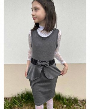 Сарафан серый школьного фасона для девочки Цвет: серый