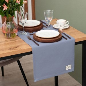 Дорожка на стол Этель Kitchen 40*150 +/-5 см, синий, 100% хлопок, саржа 220 г/м*