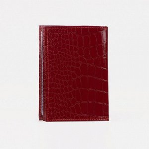 Обложка для автодокументов и паспорта, крокодил, цвет красный