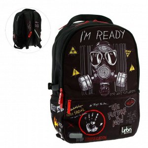 Рюкзак молодежный эргономичная спинка + usb и аудио выход deVENTE Red Label I'm Ready, 39 х 30 х 17 см, чёрный/красный