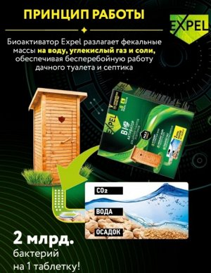 EXPEL Биоактиватор д/дачных туалетов и септиков 4 таблетки в упак (4*20г)