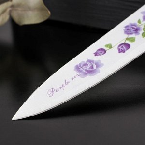 Нож кухонный с антиналипающим покрытием Доляна «Сиреневая роза», лезвие 20 см