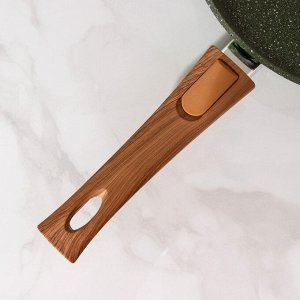Сковорода Доляна «Форест», d=24 см, стеклянная крышка, съёмная ручка, антипригарное покрытие, цвет зелёный
