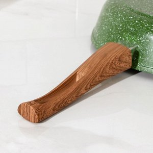 Сковорода Доляна «Форест», d=28 см, стеклянная крышка, съёмная ручка, антипригарное покрытие, цвет зелёный