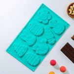 Форма для шоколада Доляна «Животные», силикон, 30?17?1 см, 8 ячеек (7,7?6 см), цвет МИКС