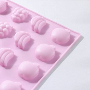 Форма для льда и шоколада Доляна «Фруктовый рай», 25 ячеек, 22,5x23,5x1,5 см, цвет розовый