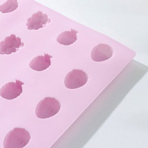 Форма для льда и шоколада Доляна «Фруктовый рай», 25 ячеек, 22,5x23,5x1,5 см, цвет розовый