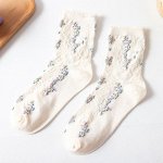 Женские носки, принт &quot;Цветочки&quot;, цвет белый