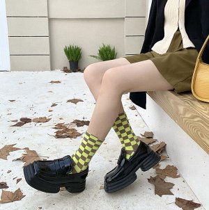 Женские носки с принтом "Клетка", цвет хаки/зеленый