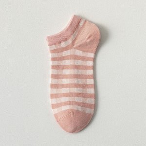 Женские короткие носки, принт "Клетка", цвет розовый