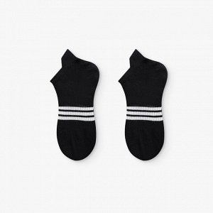 Укороченные носки унисекс, принт "Полосы", цвет черный