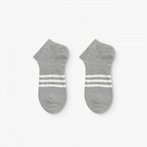 Укороченные носки унисекс, принт "Полосы", цвет серый
