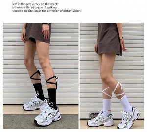 Женские носки с завязками, надпись "Good", цвет белый