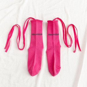 Женские носки с завязками, надпись "Soulhidden", цвет розовый