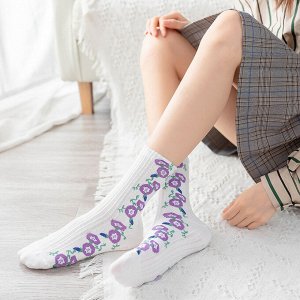 Женские фактурные носки, принт &quot;Цветы&quot;, цвет сиреневый