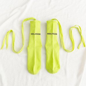 Женские носки с завязками, надпись "Soulhidden", цвет зеленый