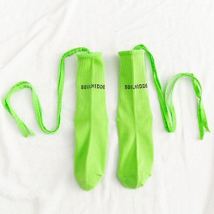 Женские носки с завязками, надпись "Soulhidden", цвет зеленый