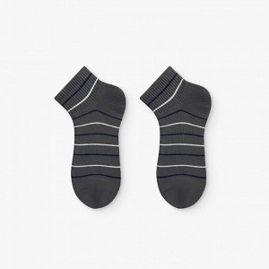 Укороченные носки унисекс, принт "Полосы", цвет темно-серый