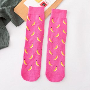 Женские носки, принт "бананы", цвет розовый