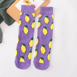 Женские носки, принт "Лимоны", цвет лавандовый