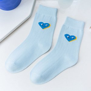 Женские носки, принт "Сердце", цвет голубой