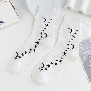 Женские носки, принт "Звезды", цвет белый