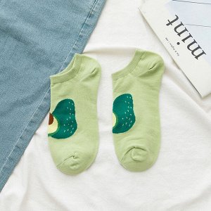 Женские укороченные носки, принт "Авокадо", цвет зеленый