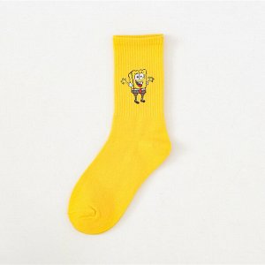 Женские носки, принт "Губка Боб", цвет желтый