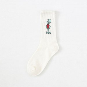 Женские носки, принт "Сквидвард", цвет белый