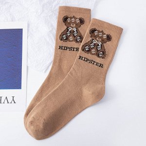 Женские носки, с принтом и надписью, цвет хаки