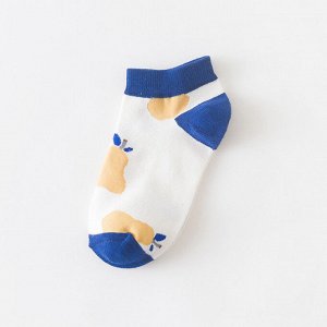Женские укороченные носки, принт "Груши", цвет белый/синий