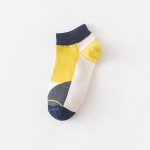 Женские укороченные носки, с принтом, цвет молочный/желтый/серый