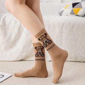 Женские носки, с принтом и надписью, цвет хаки