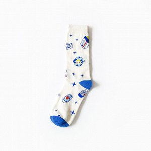 Женские носки с принтом, цвет белый/синий