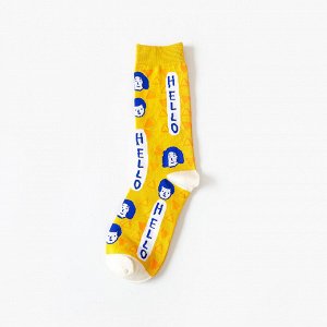 Женские носки с принтом и надписями, цвет желтый