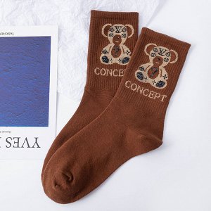 Женские носки, с принтом и надписью, цвет кофейный