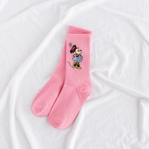 Женские носки, принт "Минни", цвет розовый