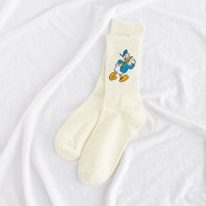 Женские носки, принт "Дональд Дак", цвет молочный