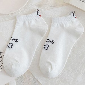 Женские укороченные носки, принт "Собачка", цвет белый
