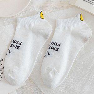 Женские укороченные носки, принт "Смайл", цвет белый