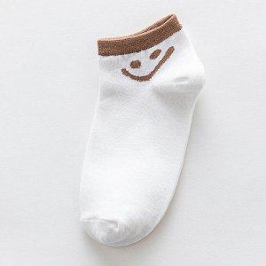 Женские короткие носки с принтом "Смайл", цвет белый
