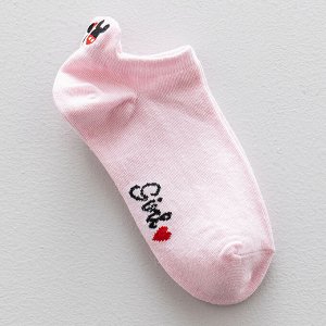 Женские короткие носки с минималистичной вышивкой, цвет розовый