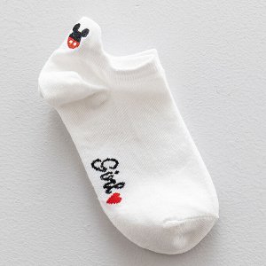 Женские короткие носки с минималистичной вышивкой, цвет белый