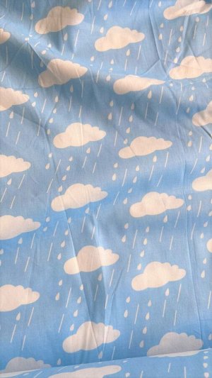 Ткань Сатин - Облака на голубом фоне 0,5*1,6м