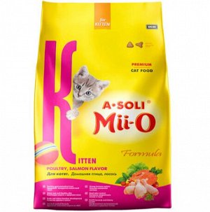 A-SOLI Mii-O для котят Премиум Домашняя птица, лосось 1,2кг *6