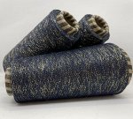 Пряжа для вязания 100 гр., 80% вискоза 6% нейлон 14% полиэстер 2000м/100г Темно-синий+золото