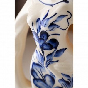 Ваза керамическая "Есения", настольная, роспись, бело-синяя, 42 см, авторская работа