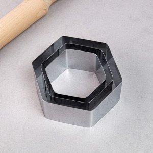 Набор форм для выпечки и выкладки "Шестиугольник", 11х11х5 см, 3 шт 3300573