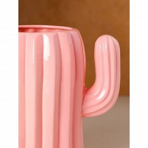 Ваза керамическая "Кактус", настольная, розовая, 16 см