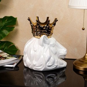 Ваза керамическая "Голова льва с короной", настольная, белая, 27 см, 1 сорт